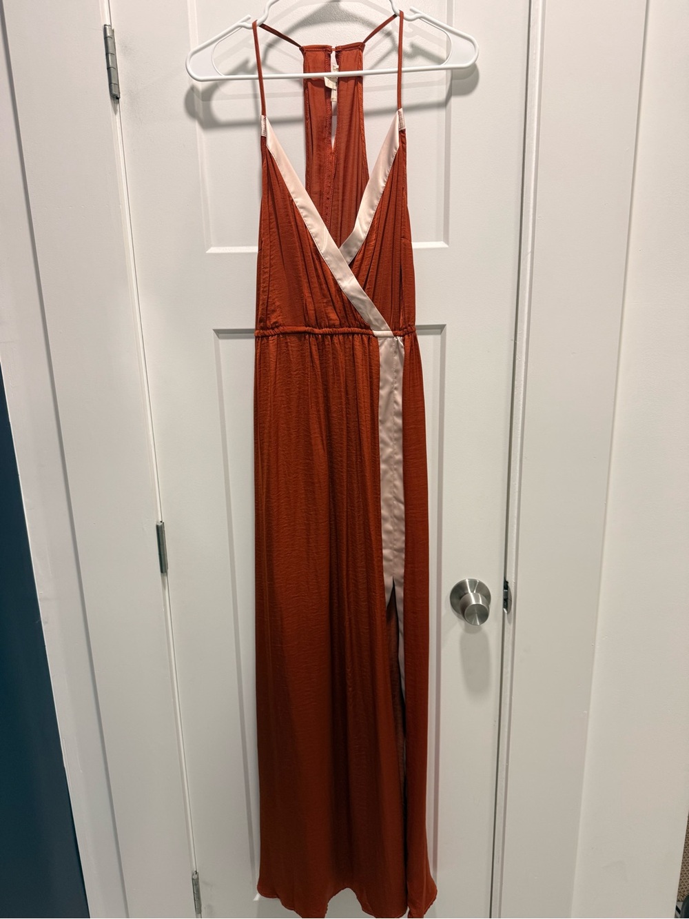 Rust & Cream Wrap Maxi Dress